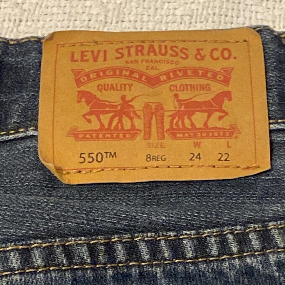 Levis Boys Size 8 Reg 550 24X22 Relaxed Fit Casual Blue Jeans 24 X 21 - Picture 15 of 16